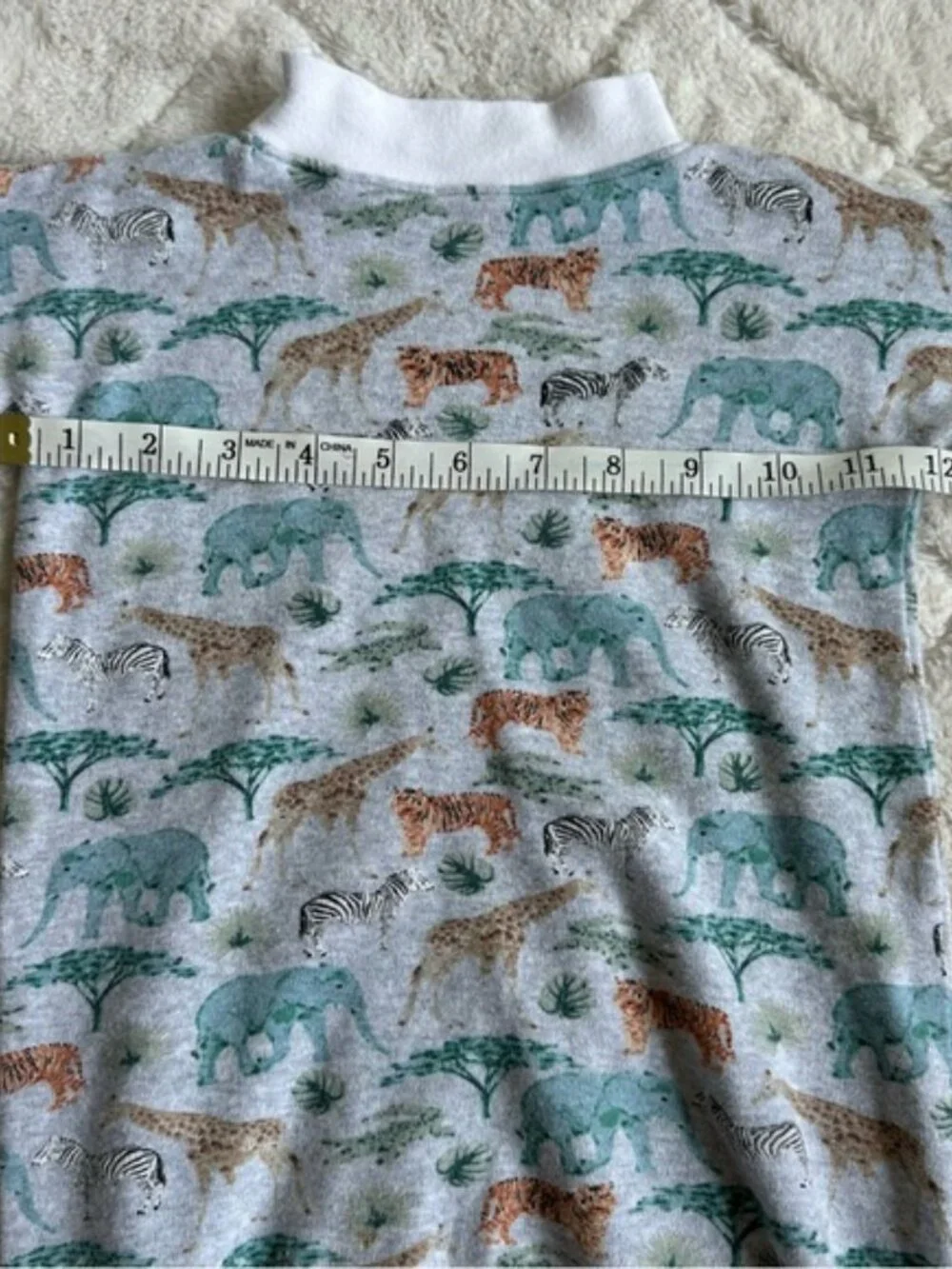 Boutique | Grey & Safari Print Oversized Sweater Dress | Size 12-18 Months